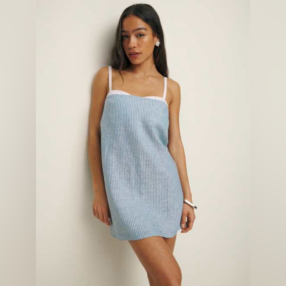 Reformation Blue and White Striped Mini Dress